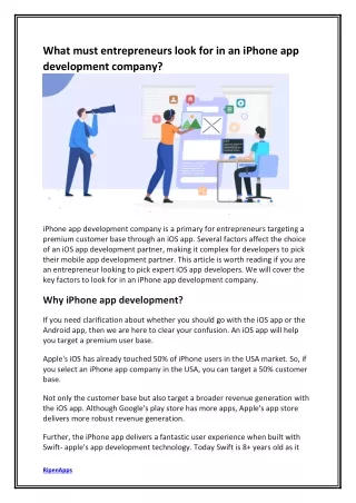 What must entrepreneurs look for in an iPhone app development company