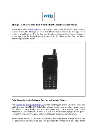 Things To Know About The World's First Smart Satellite Phone
