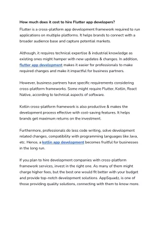 How much does it cost to hire Flutter app developers