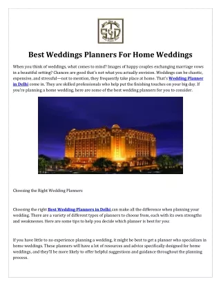 Best Weddings Planners For Home Weddings