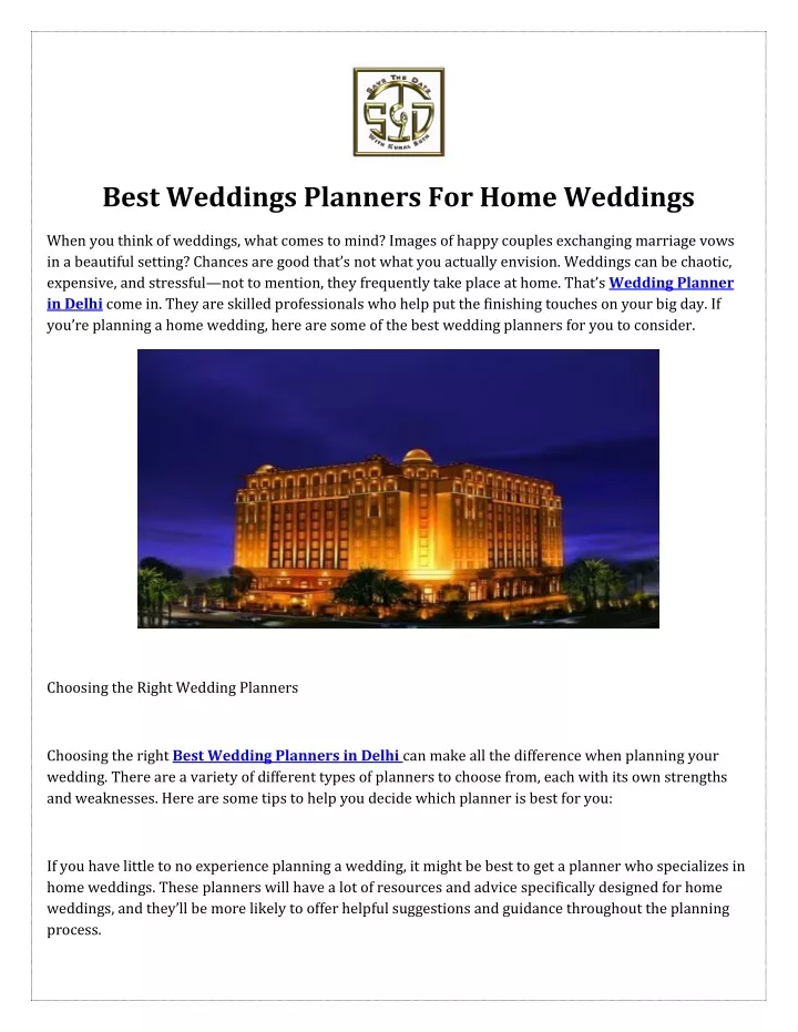 best weddings planners for home weddings