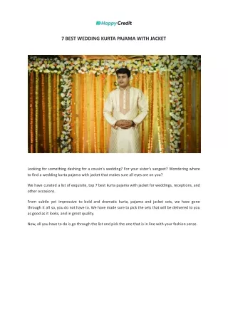 7 Best Wedding Kurta Pajama with Jacket  - HappyCredit