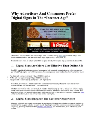 Why Advertisers And Consumers Prefer Digital Signs In The 00000