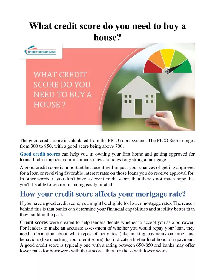 what credit score do you need to buy a house