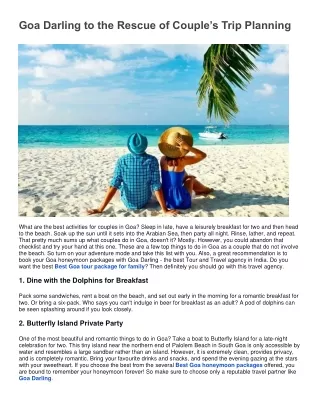 Goa Darling to the Rescue of Couple's Trip Planning