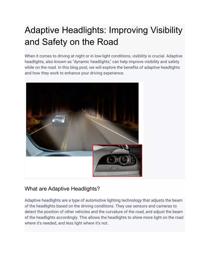 adaptive headlights improving visibility