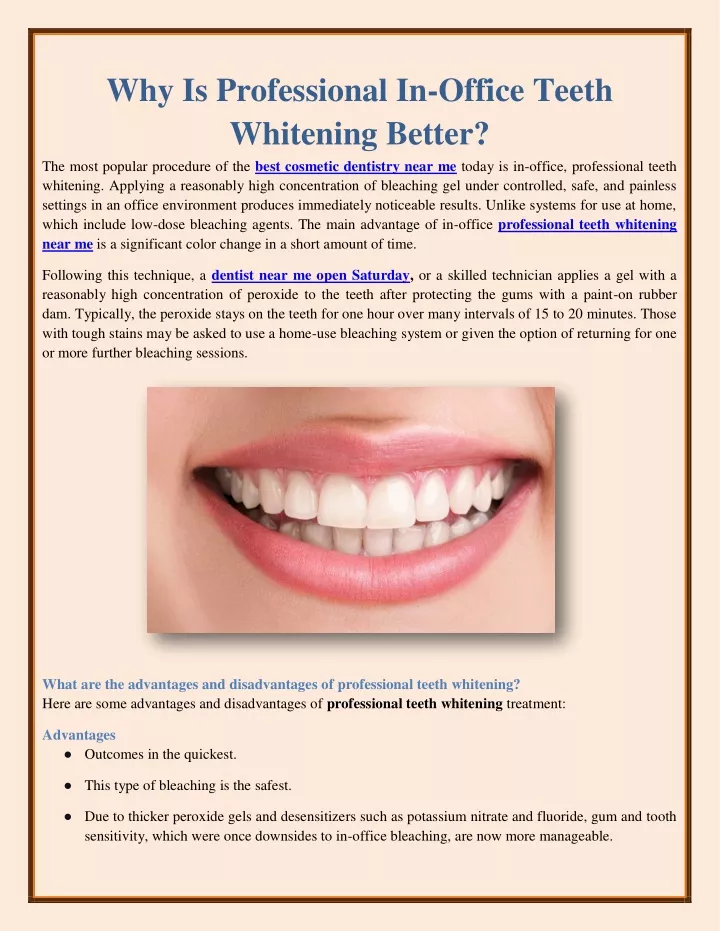 why is professional in office teeth whitening