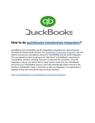 how to do quickbooks transferwise integration