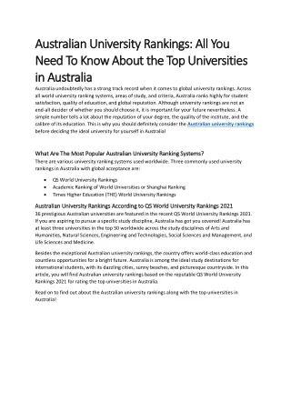 australian university rankings all you australian