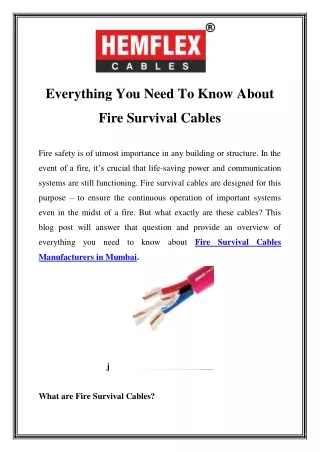 Survival Cables Manufacturers in Mumbai Call-8010336422