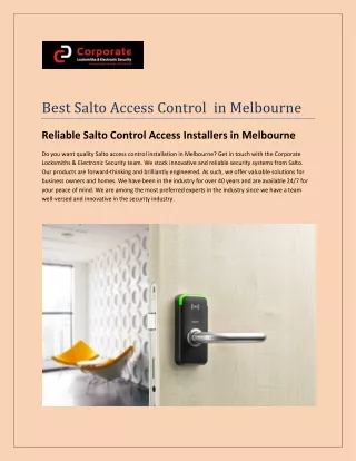 Best Salto Access Control  in Melbourne