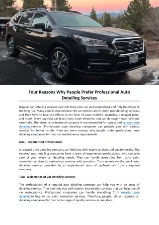 Four Reasons Why People Prefer Professional Auto Detailing Services