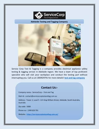 adelaide testing and tagging company