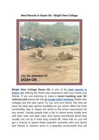 Best Resorts in Sasan Gir - Bright View Cottage