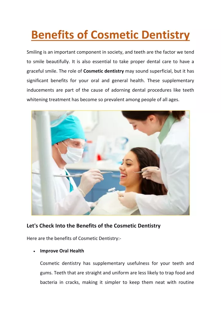 benefits of cosmetic dentistry