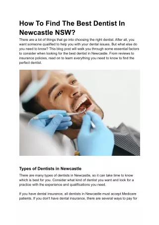 How To Find The Best Dentist In Newcastle NSW