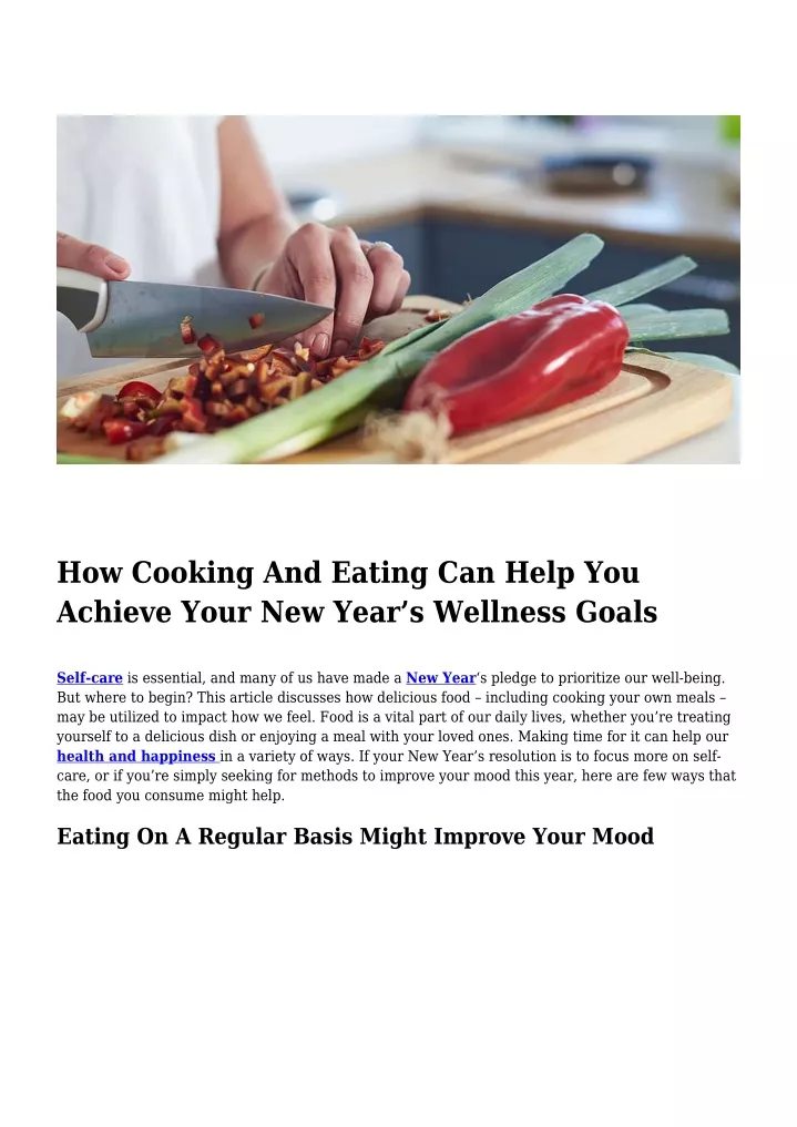 how cooking and eating can help you achieve your