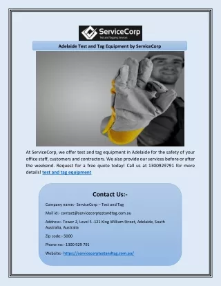 adelaide test and tag equipment by servicecorp