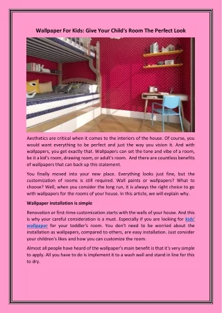 Wallpaper For Kids Give Your Child's Room The Perfect Look