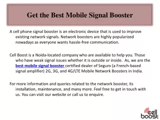 Know How To Get Best Mobile Signal Booster
