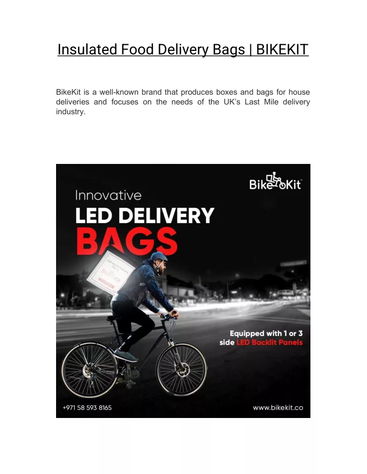 insulated food delivery bags bikekit