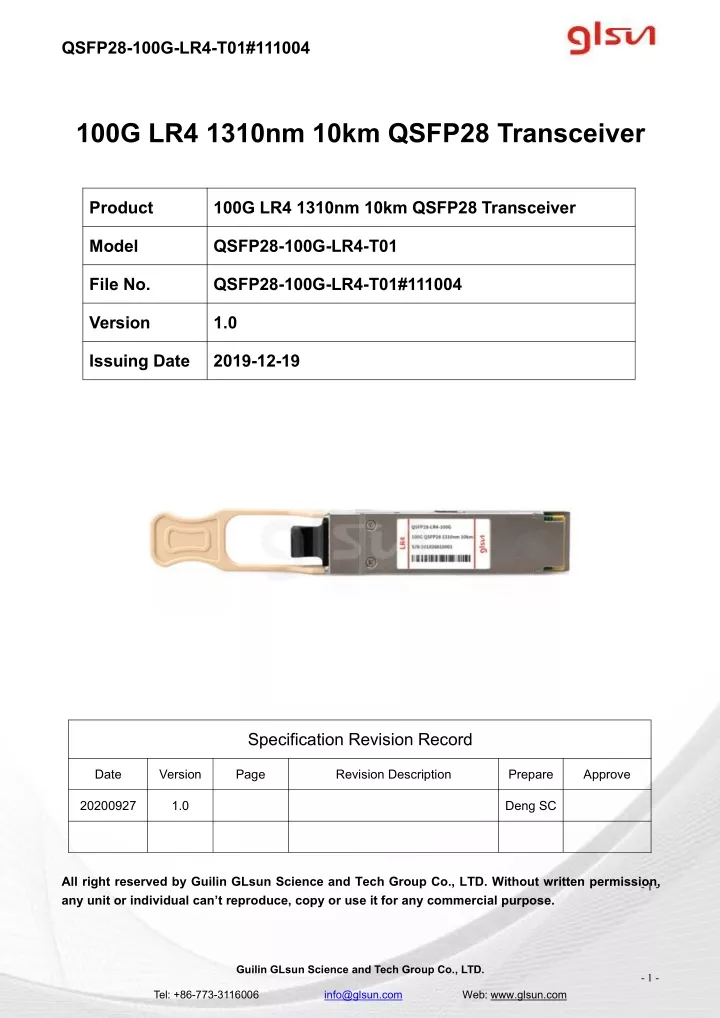 qsfp28 100g lr4 t01 111004