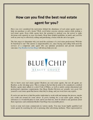 How can you find the best real estate agent for you