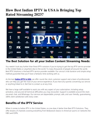 - Best IPTV- How Best Indian IPTV in USA is Bringing Top Rated Streaming 2023