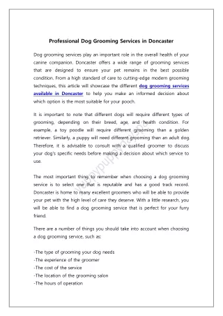 Professional Dog Grooming Services in Doncaster