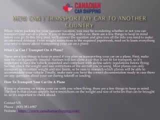 how can i transport my car to another country