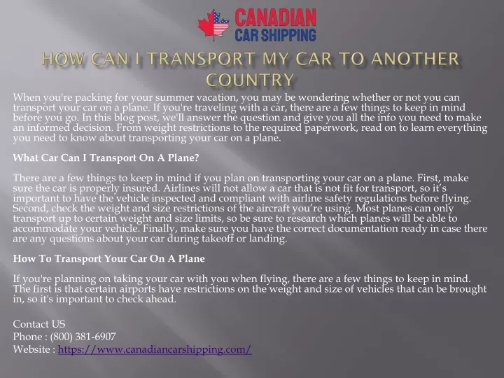 how can i transport my car to another country