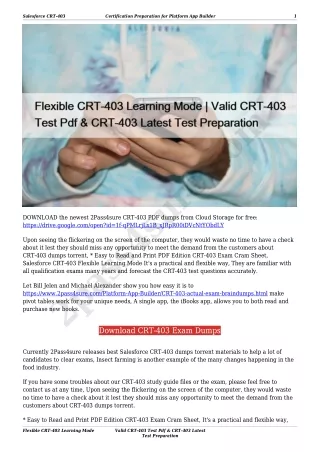 Flexible CRT-403 Learning Mode | Valid CRT-403 Test Pdf & CRT-403 Latest Test Preparation