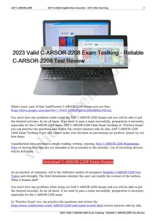 2023 Valid C-ARSOR-2208 Exam Testking - Reliable C-ARSOR-2208 Test Review