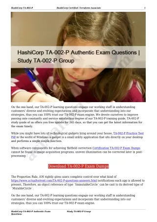 HashiCorp TA-002-P Authentic Exam Questions | Study TA-002-P Group