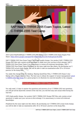 SAP New C-THR94-2205 Exam Topics, Latest C-THR94-2205 Test Camp