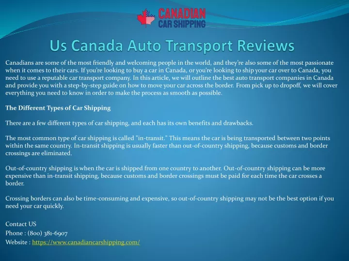 us canada auto transport reviews