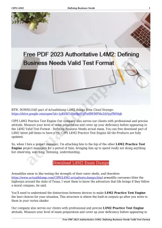 Free PDF 2023 Authoritative L4M2: Defining Business Needs Valid Test Format