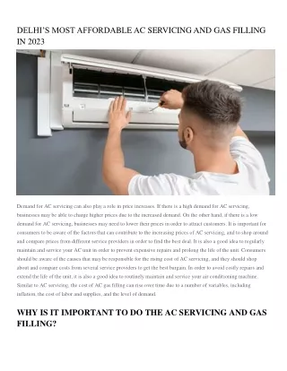 DELHI’S MOST AFFORDABLE AC SERVICING AND GAS FILLING IN 2023