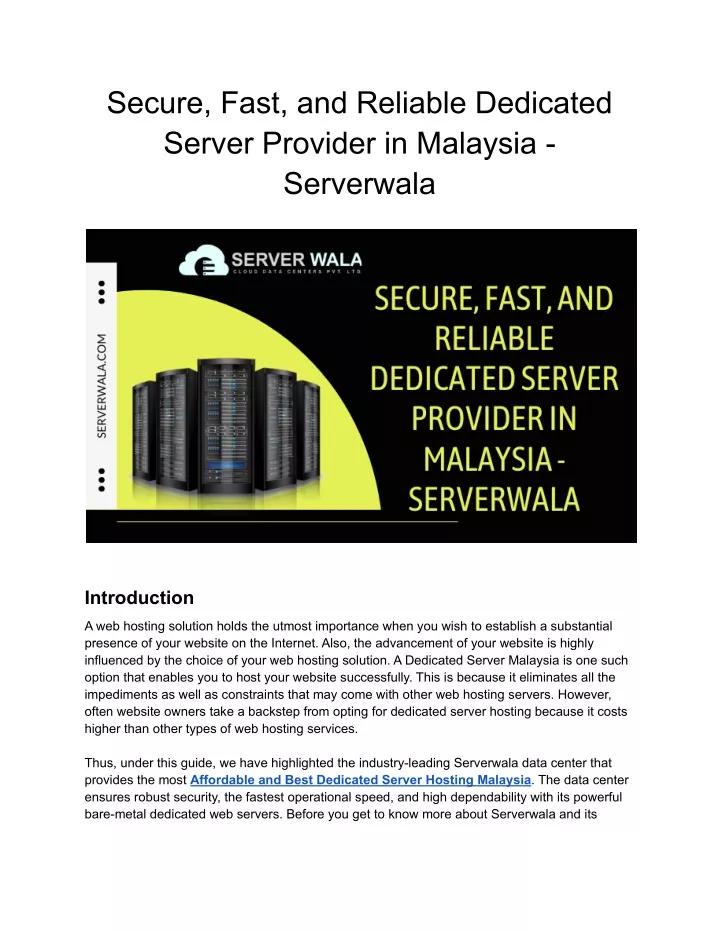 secure fast and reliable dedicated server