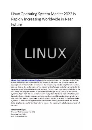linux operating system market 2022 is rapidly