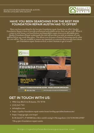 HAVE YOU BEEN SEARCHING FOR THE BEST PIER FOUNDATION REPAIR AUSTIN HAS TO OFFER?