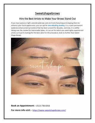 Choose Sweet Shape Brows for Microblading Eyebrows