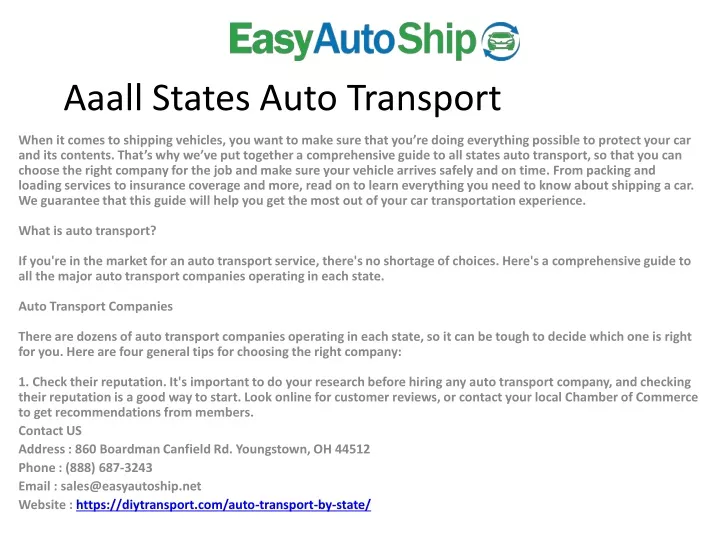 aaall states auto transport