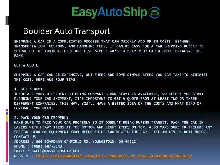 boulder auto transport