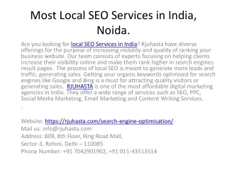 Most Local SEO Services in India, Noida