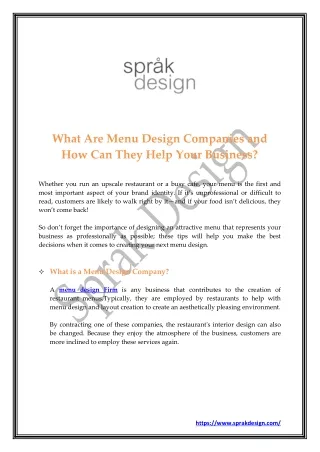 What Are Menu Design Companies and How Can They Help Your Business