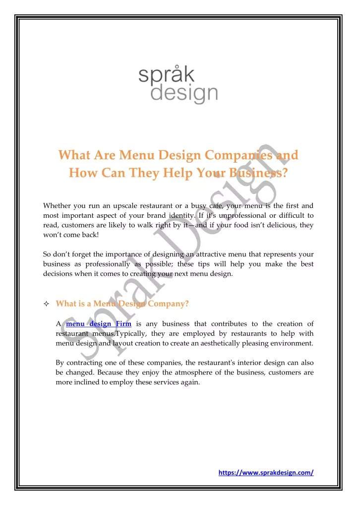 what are menu design companies and how can they