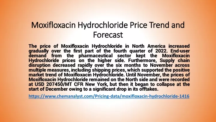 moxifloxacin hydrochloride price trend and forecast