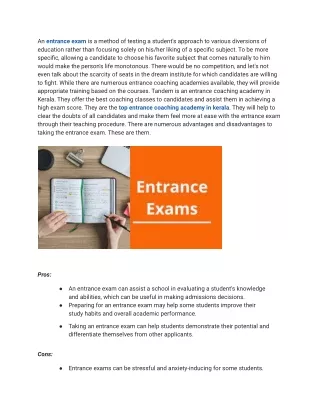 The Pros and Cons of Taking an Entrance Exam. (1)