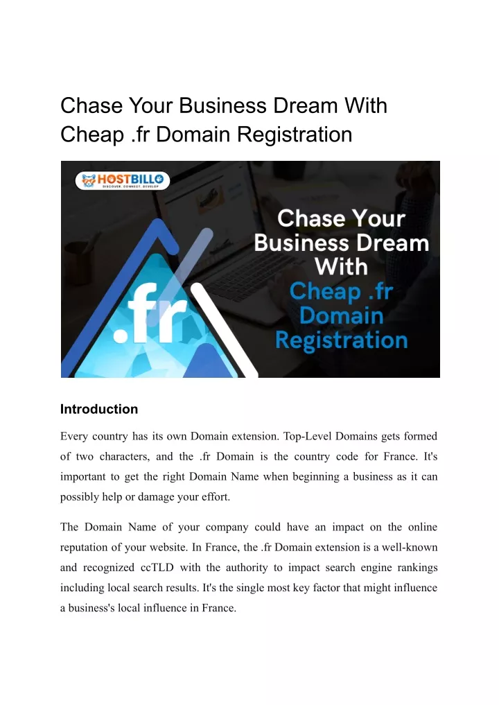 chase your business dream with cheap fr domain